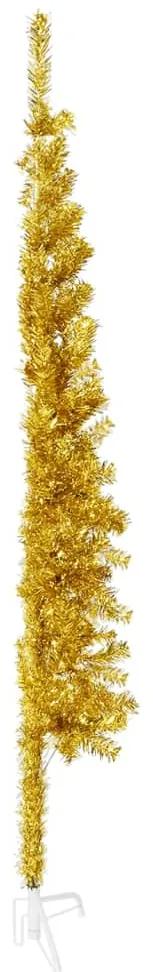 Jumatate brad de Craciun subtire cu suport, auriu, 150 cm 1, Auriu, 150 cm