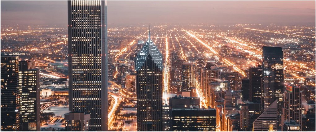 Tabloul cu metropolă luminată (120x50 cm)