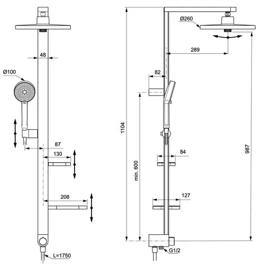 Coloana de dus mat Ideal Standard Alu+ fara baterie