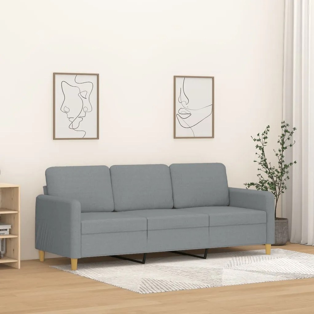 vidaXL Canapea cu 3 locuri, gri deschis, material 180CM textil