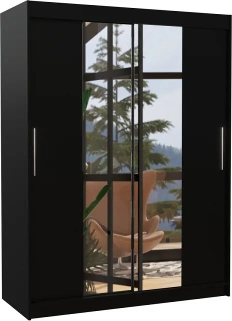 Dulap cu usi glisante si oglinda 150x200 cm, Iness, ADRK Furniture (Culoare: Sonoma)