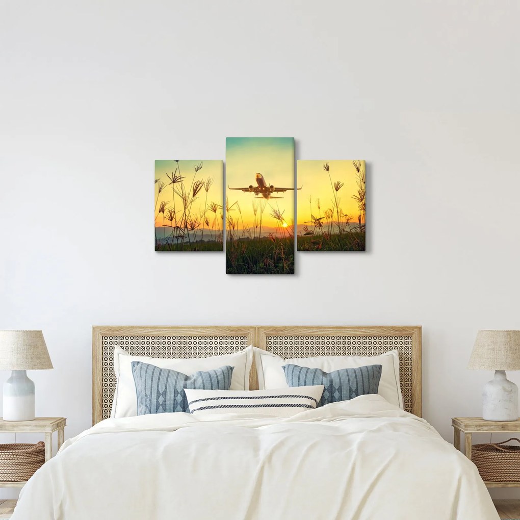Tablou cu avionul ridicându-se spre zbor (90x60 cm)