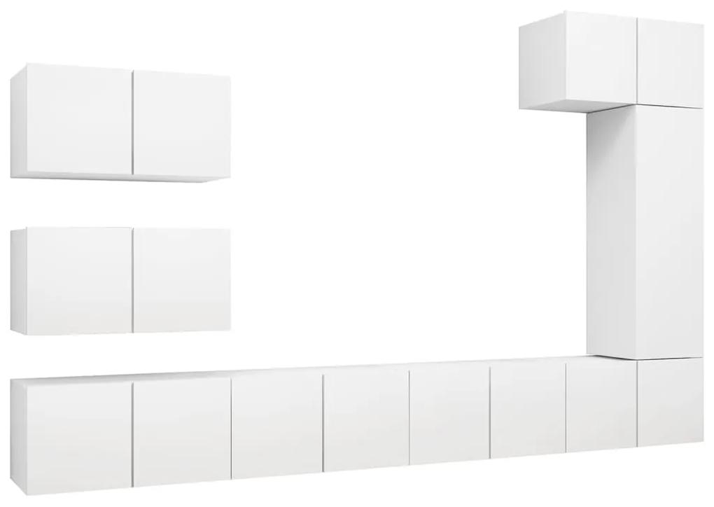Set dulapuri TV, 8 piese, alb, PAL Alb, 60 x 30 x 30 cm, 1