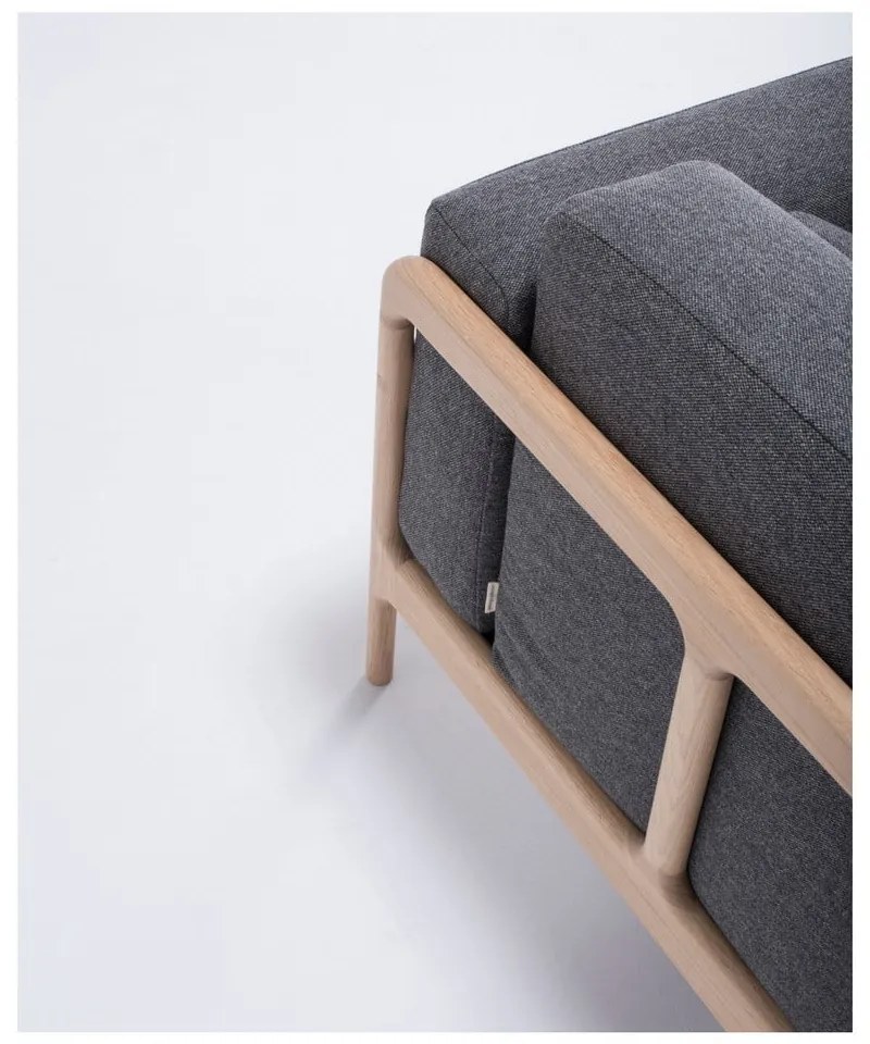 Fotoliu din lemn de stejar Gazzda Fawn, gri închis