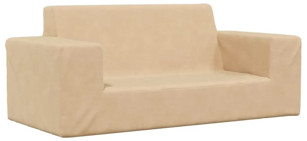 341818 vidaXL Canapea pentru copii cu 2 locuri, crem, pluș moale