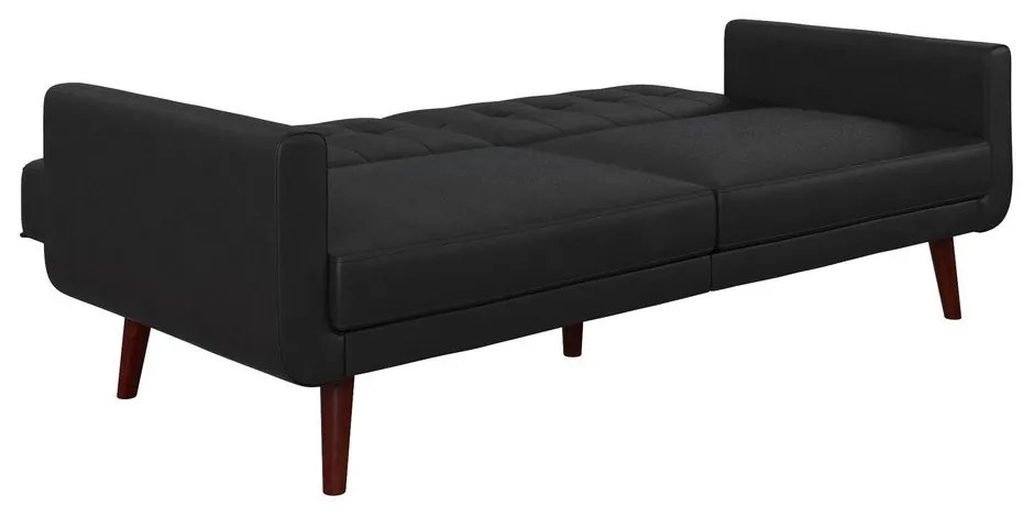 Canapea neagră extensibilă cu tapițerie din imitație de piele 200 cm Nola – Støraa