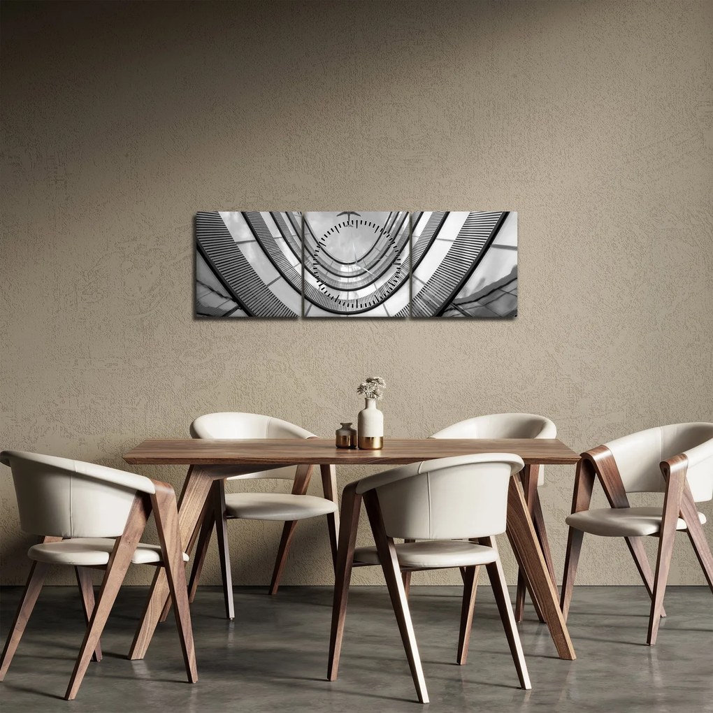 Tablou - Avionul deasupra clădirii (cu ceas) (90x30 cm)