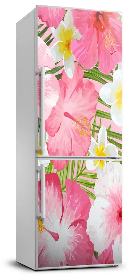 Autocolant pe frigider flori tropicale
