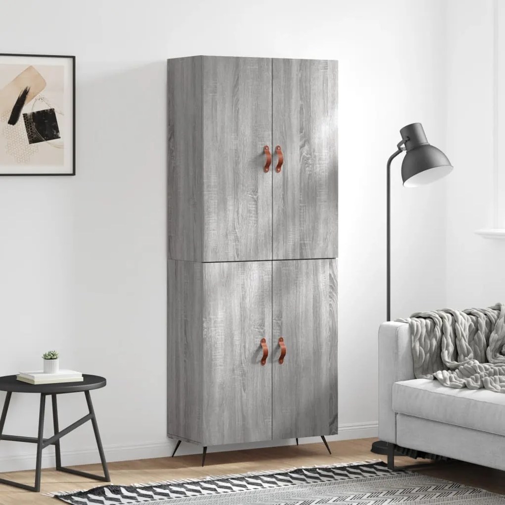 vidaXL Dulap înalt, gri sonoma, 69,5x34x180 cm, lemn compozit