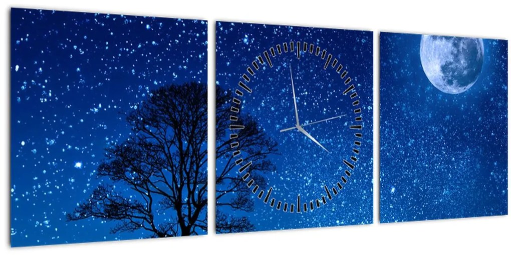 Tablou - Lupul urlând la lună (cu ceas) (90x30 cm)