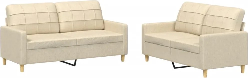 vidaXL Set de canapele cu perne, 2 piese, crem, textil