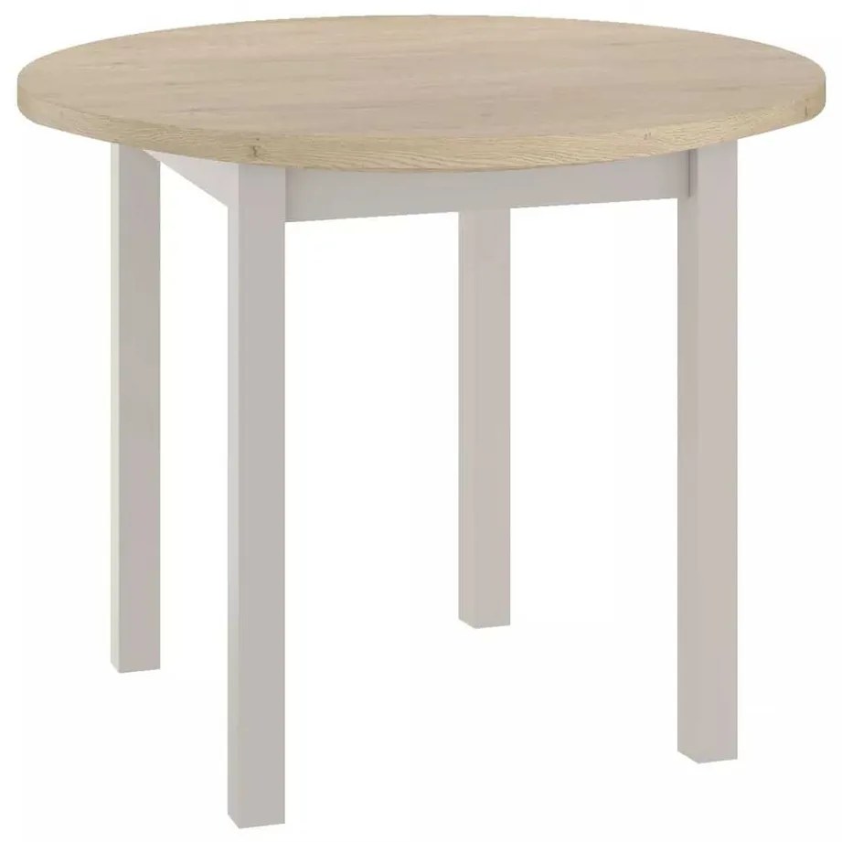 Masă de bucătărie Adam - 80 cm diametru, stejar cremona / crem
