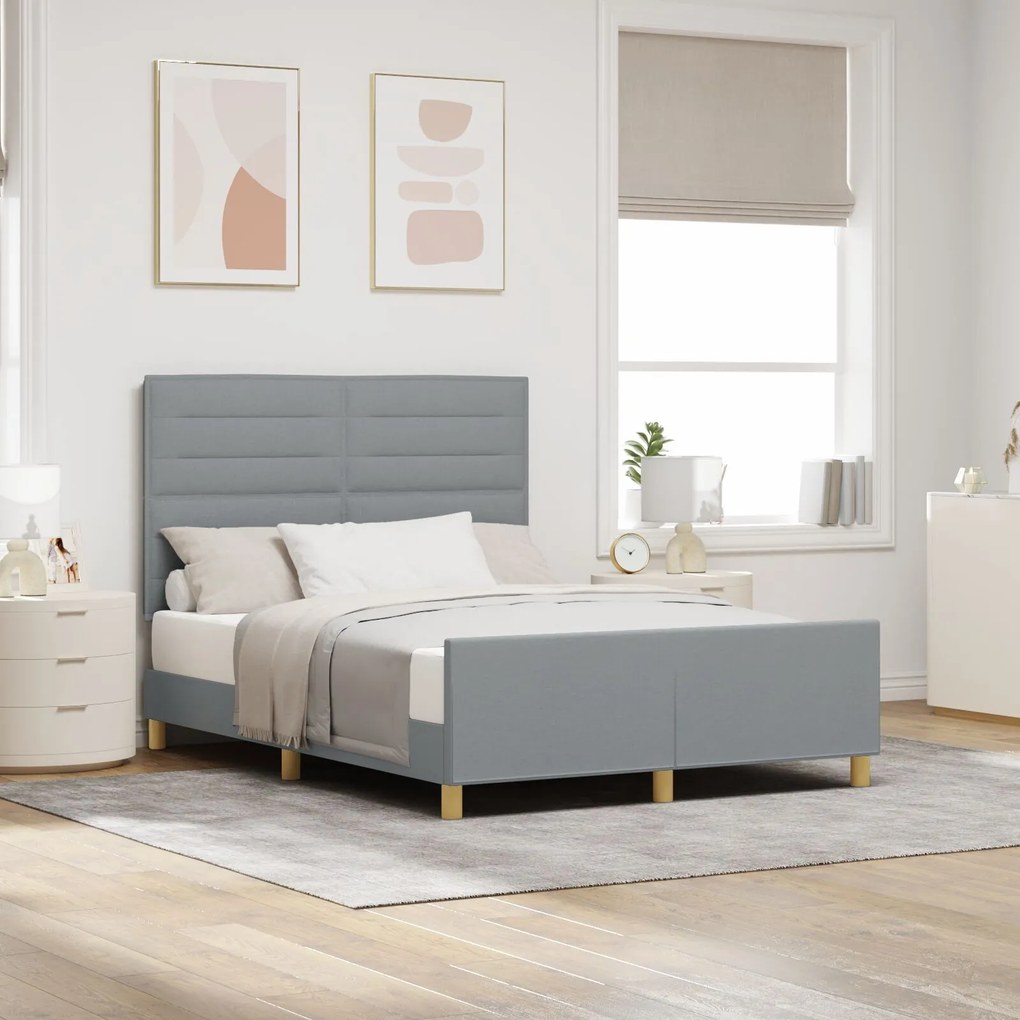 vidaXL Cadru de pat, gri deschis, 160x200 cm, textil