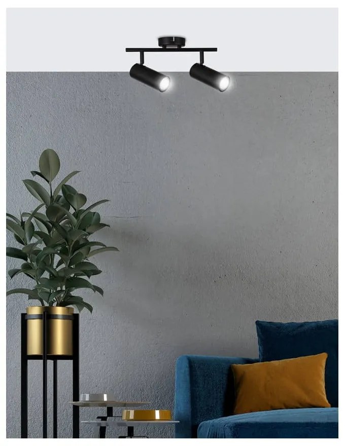 Plafonieră neagră din metal 9x36 cm Colly – Candellux Lighting