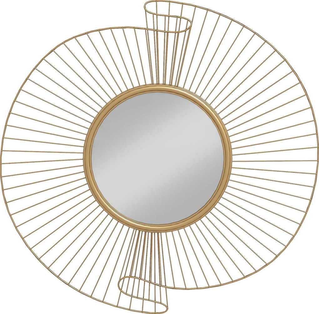 HOMCOM Oglindă Decorativă de Perete Rotundă, Design Modern cu Benzi Metalice și Ramă Plisată, Pentru Sufragerie, Dormitor și Hol, 60x60 cm, Auriu | Aosom Romania