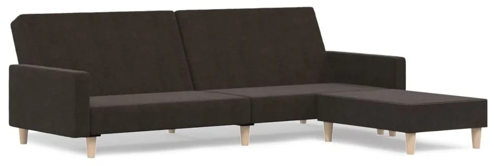 3080482 vidaXL Canapea extensibilă cu taburet, 2 locuri, maro închis, textil