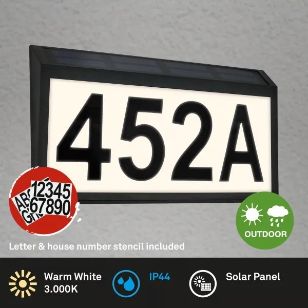 Briloner 3797015 - Placă iluminată solar pentru număr de casă, LED/0,5W/1,2 IP44