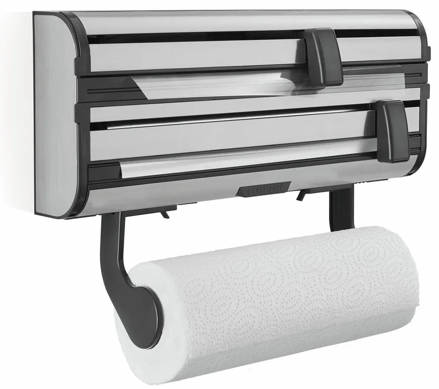 Dispenser pentru prosoape de bucătărie din hârtie și folie de aluminiu argintiu de montat pe perete din metal Parat Royal – LEIFHEIT