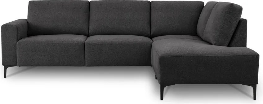Colțar gri antracit cu tapițerie din chenille (cu colț pe partea dreaptă/în formă de ”L”) Fabian – Scandic