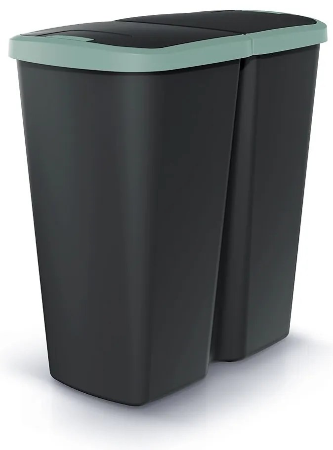 Coș de gunoi DUO negru, 45 l, verde/negru