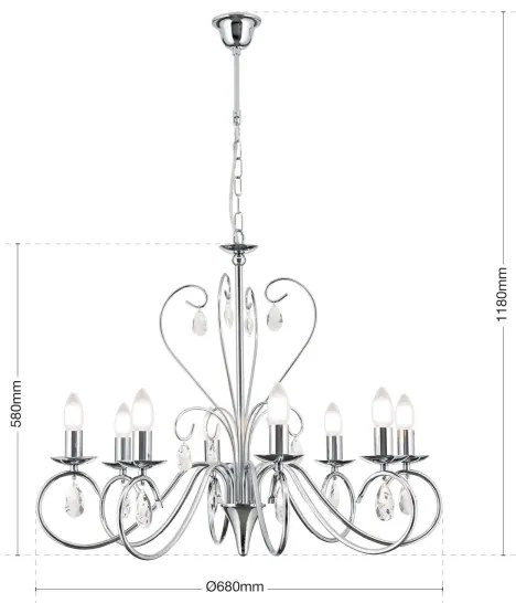 Lustră de cristal pe lanț Orion LU 1658/8 ALESSIA 8xE14/40W/230V crom lucios