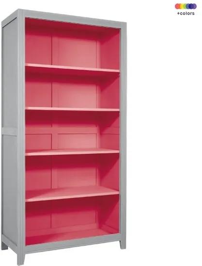 Biblioteca gri/roz din lemn de pin si MDF pentru copii 180 cm Parisienne Laurette