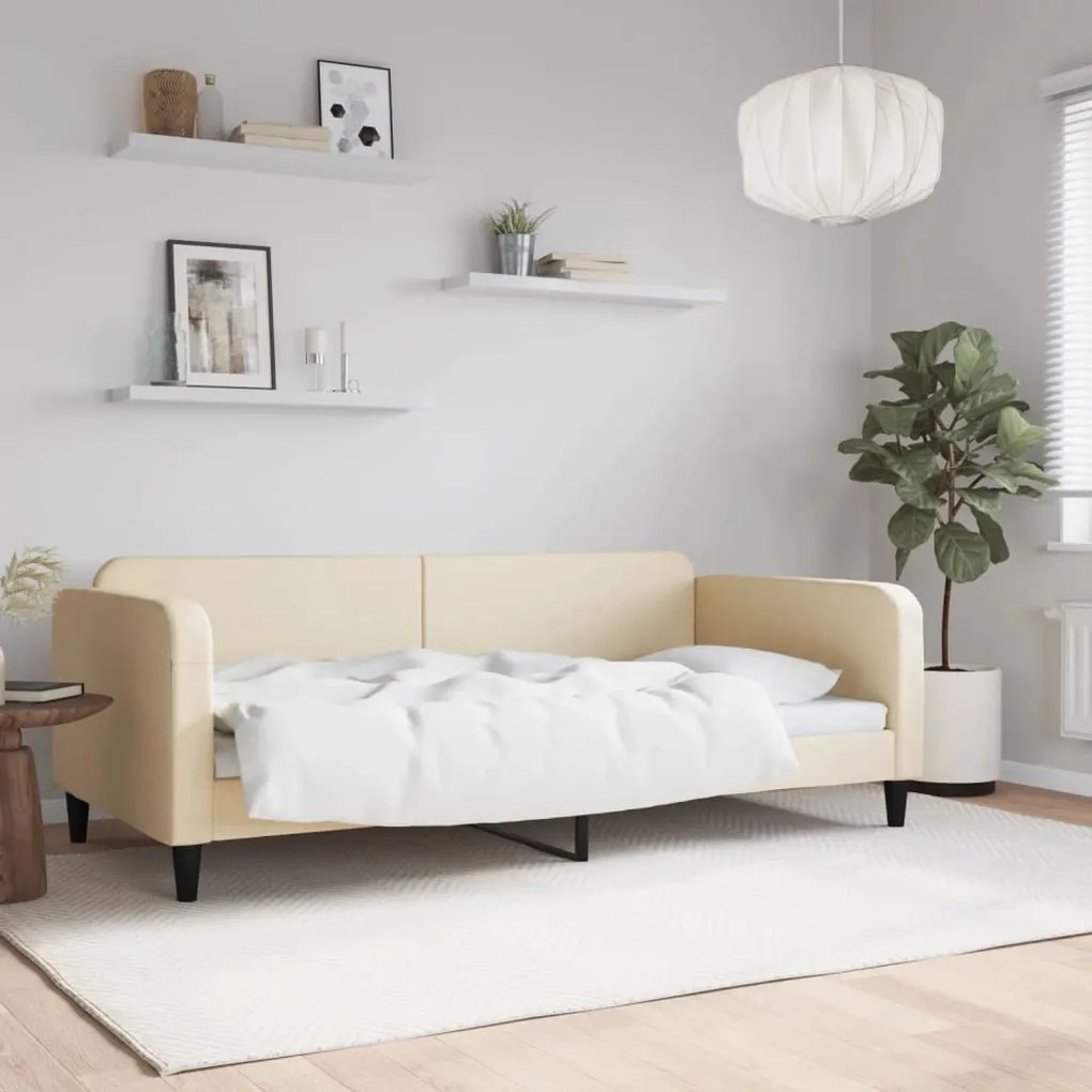 354042 vidaXL Cadru de pat, crem, 100 x 200 cm, material textil