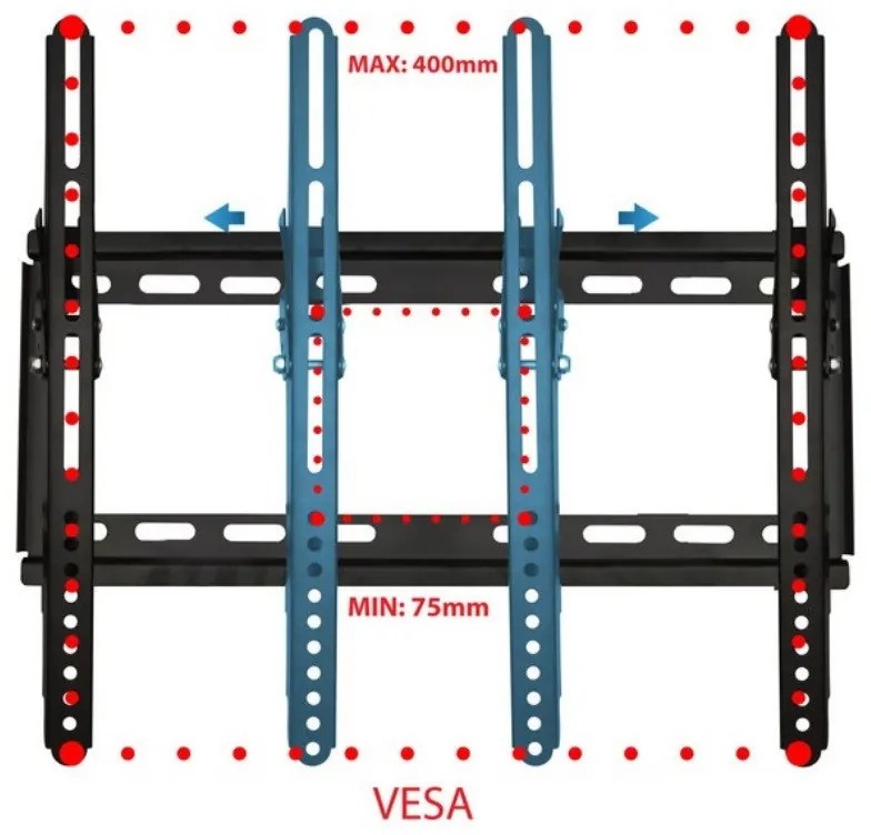 Suport TV Esperanza ERW006, suport de perete, 26''-70'', VESA 400x400, max. 30 kg, negru