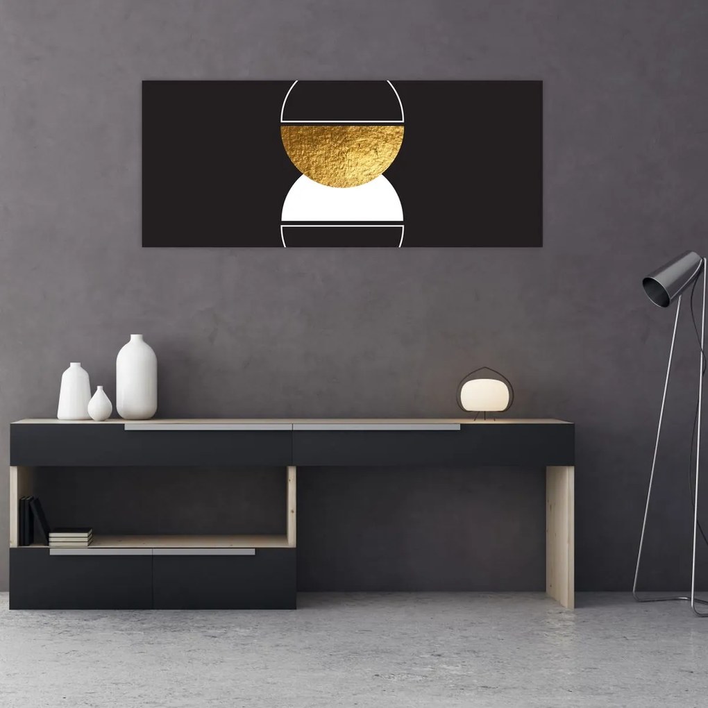 Tablou - Abstracție de aur și negru N⁰2 (120x50 cm)