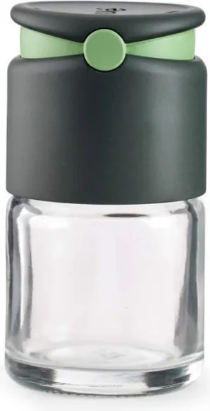 Borcan pentru condimente Lekue 1009487, 80 ml, Ø5,2x9,2 cm, Sticla, +4°C/+80°C, Gri