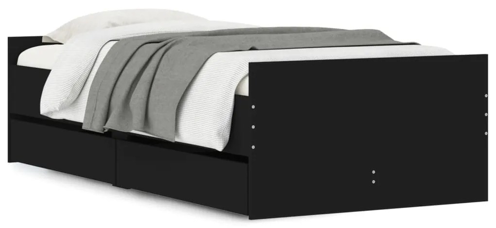 3207372 vidaXL Cadru de pat cu sertare, negru, 90x200 cm