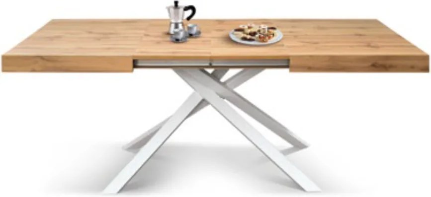 Masă Tifany BLAT RUSTIC - 95 cm / 90 cm / 77 - ALB