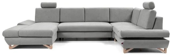 Colțar tapițat extensibil AVESTA în formă de U, cu spațiu de depozitare, gri