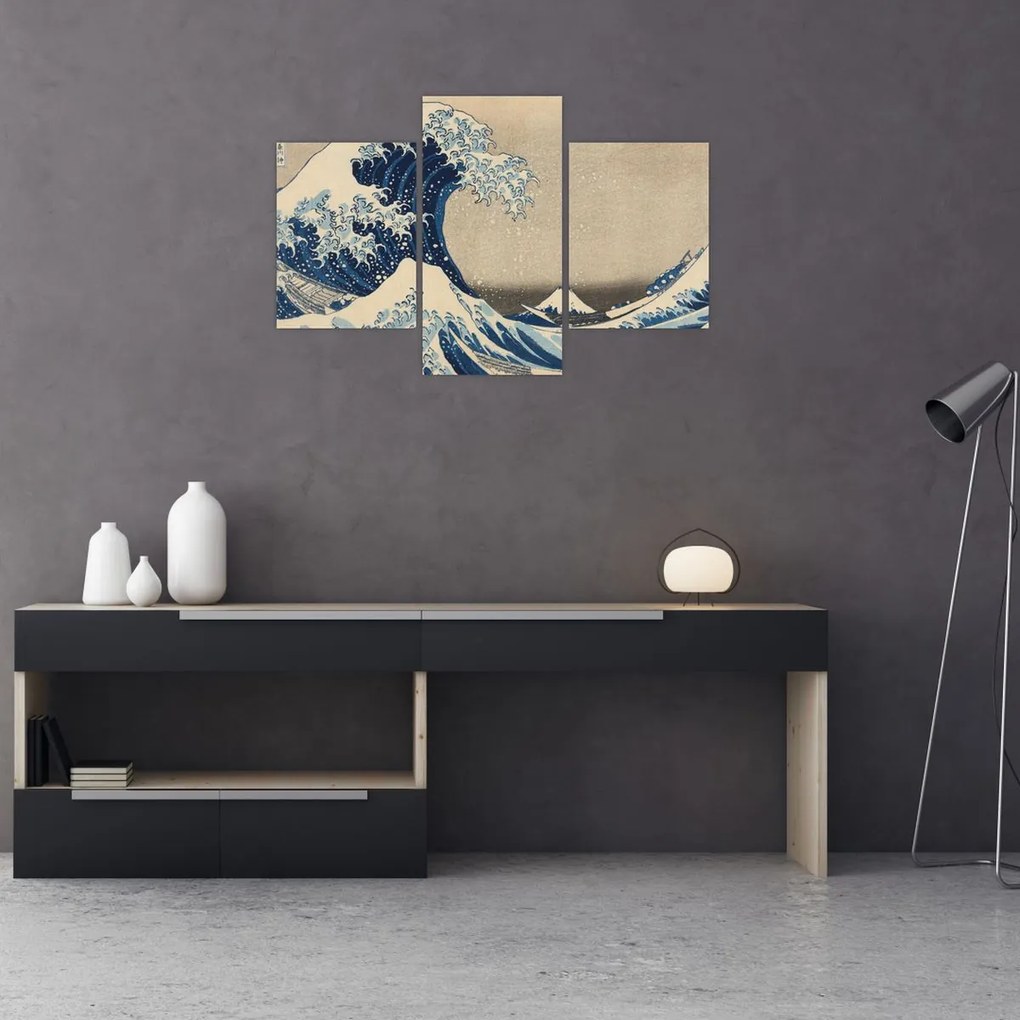 Tablou - Katsushika Hokusai, Under the Wave off Kanagawa, reproducere (90x60 cm)