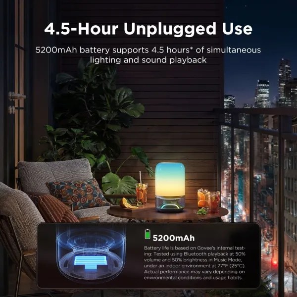 Govee - Lampă de masă LED RGBW reglabilă cu difuzor, 36W/12V, Wi‑Fi