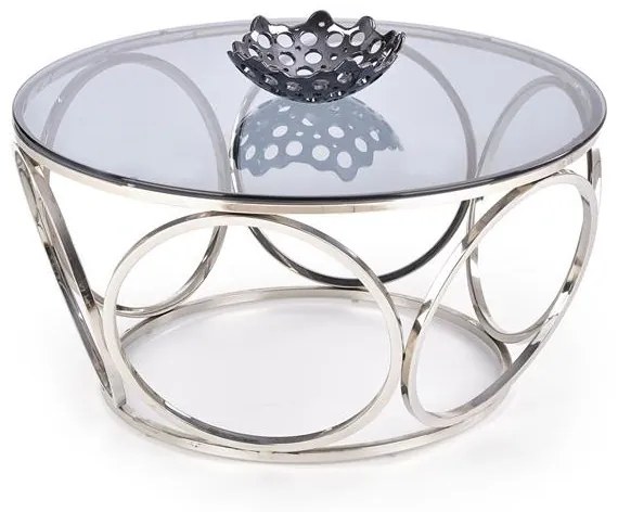 Masa de cafea Venus sticla fumurie/argintiu ø80/44 cm