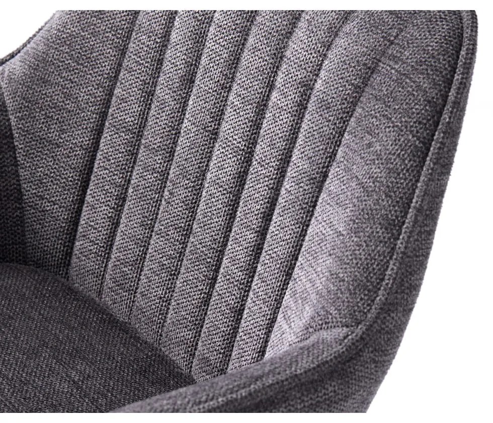 Scaun de bar gri închis cu înălțime ajustabilă/cu cotiere tapițat (înălțime șezut 65 cm) Nolan – Unique Furniture