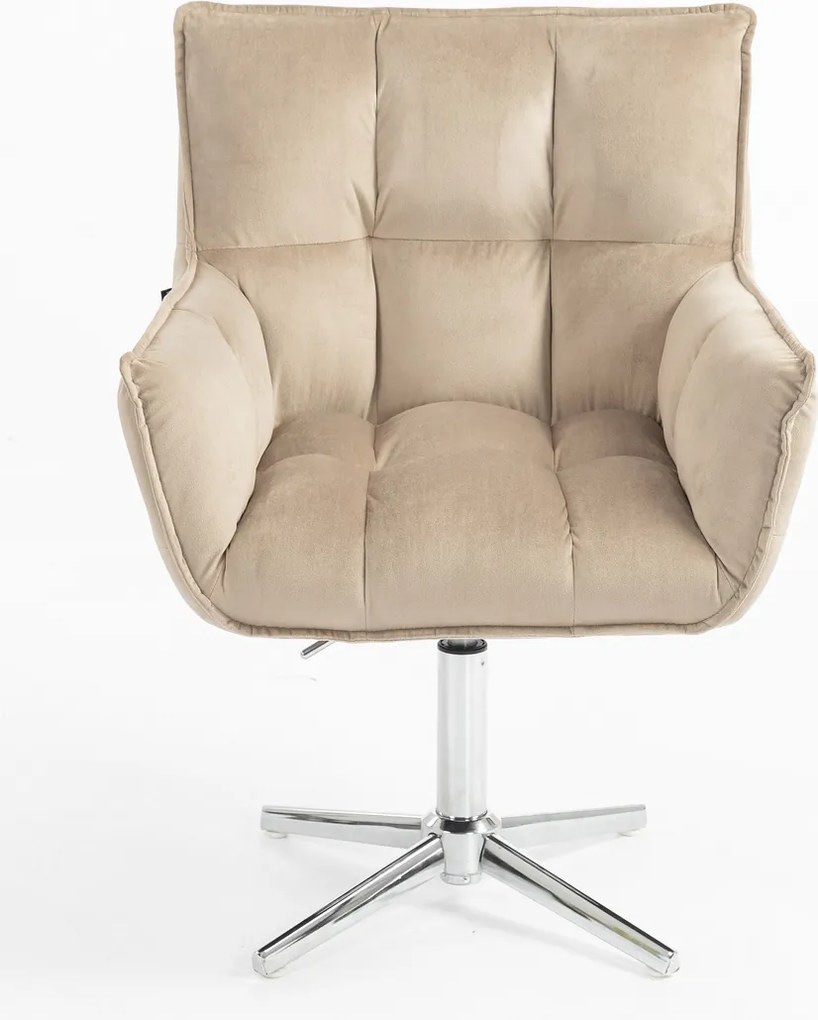 HR560CROSS Scaun Catifea Latte cu Bază Cromata