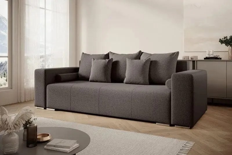 Canapea extensibilă dumonde cu ladă de depozitare si sezut confortabil din spuma high-density, Marbela Kaki 245x100 cm