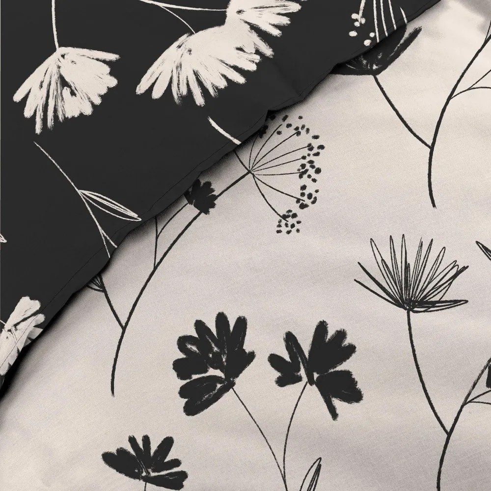 Lenjerie de pat neagră/bej din bumbac percal pentru pat dublu/extinsă 240x220 cm Iris – douceur d'intérieur