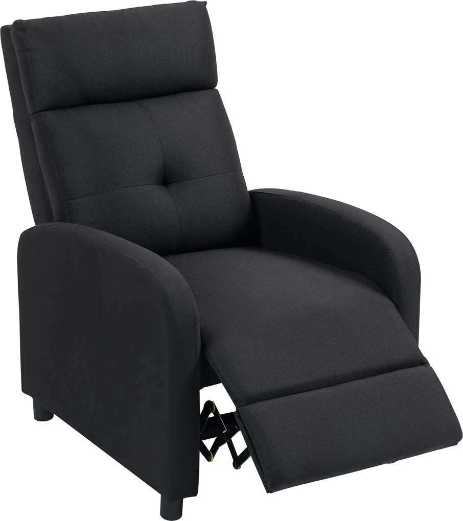 HOMCOM Fotoliu relax cu funcție de reclinare, suport pentru picioare extensibil, sistem de arcuri în buzunar, până la 150 kg, Negru | Aosom Romania