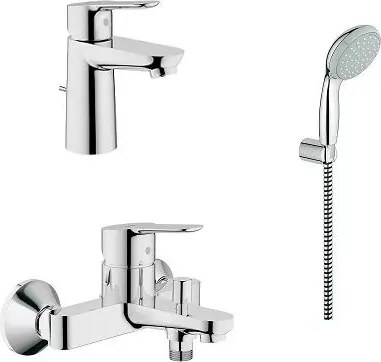 Set baterii lavoar cada si dus cu porter Grohe BauEdge crom lucios