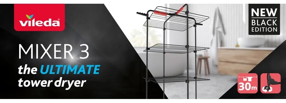 Uscător de rufe negru 30 m Mixer 3 – Vileda