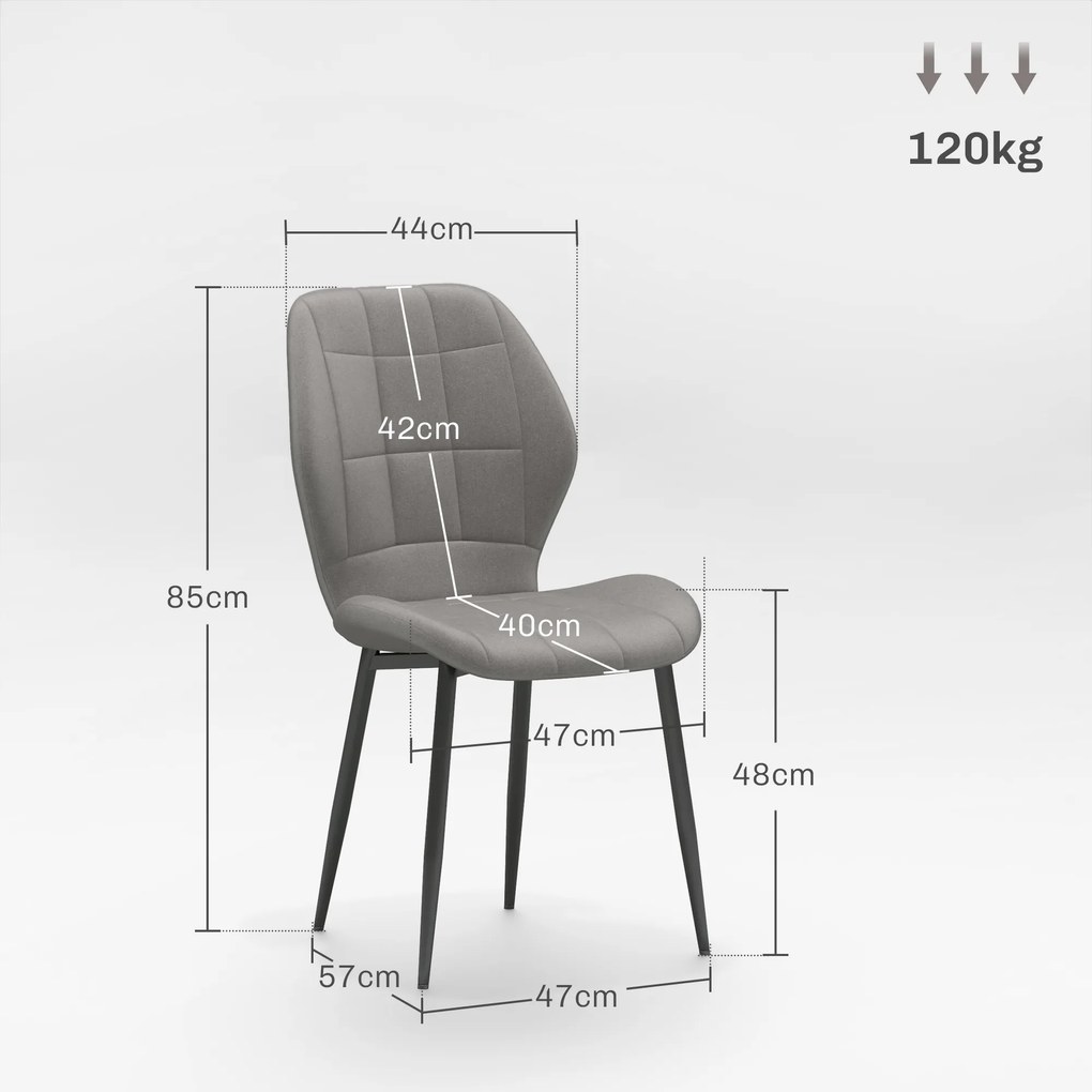 HOMCOM Set of Four Modern Style Flannel Dining Chairs - Light Grey | Aosom Romania