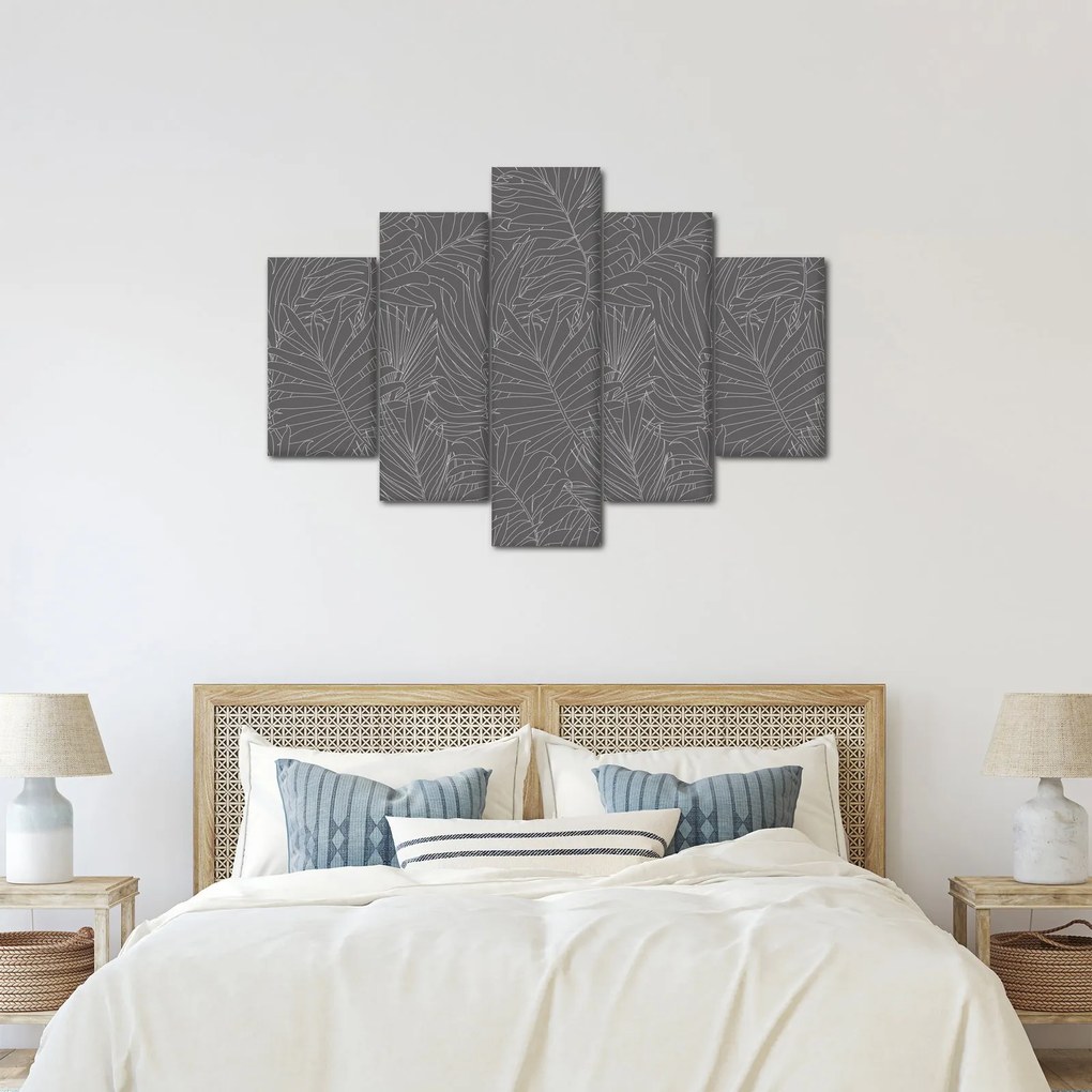 Tablou - Frunze de palmier gri (150x105 cm)