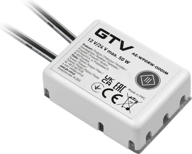 Întrerupător dimabil GTV pentru bandă LED, cu senzor și montaj ascuns sub blat, 50W, 12V, IP20 50 W, 12 V, 0.5 m, Alb