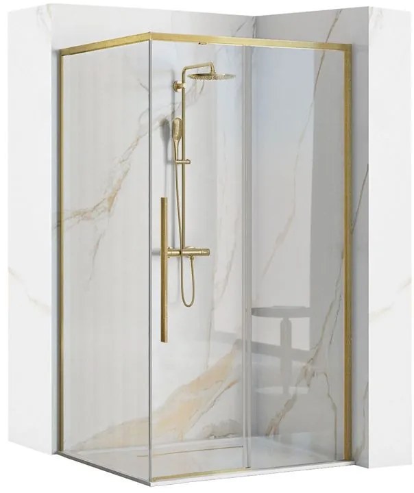 Cabina de dus SOLAR cu cadita neagra auriu periat 90x90 cm