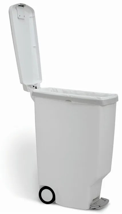 Coș pedală îngust 40 l, plastic alb, alb