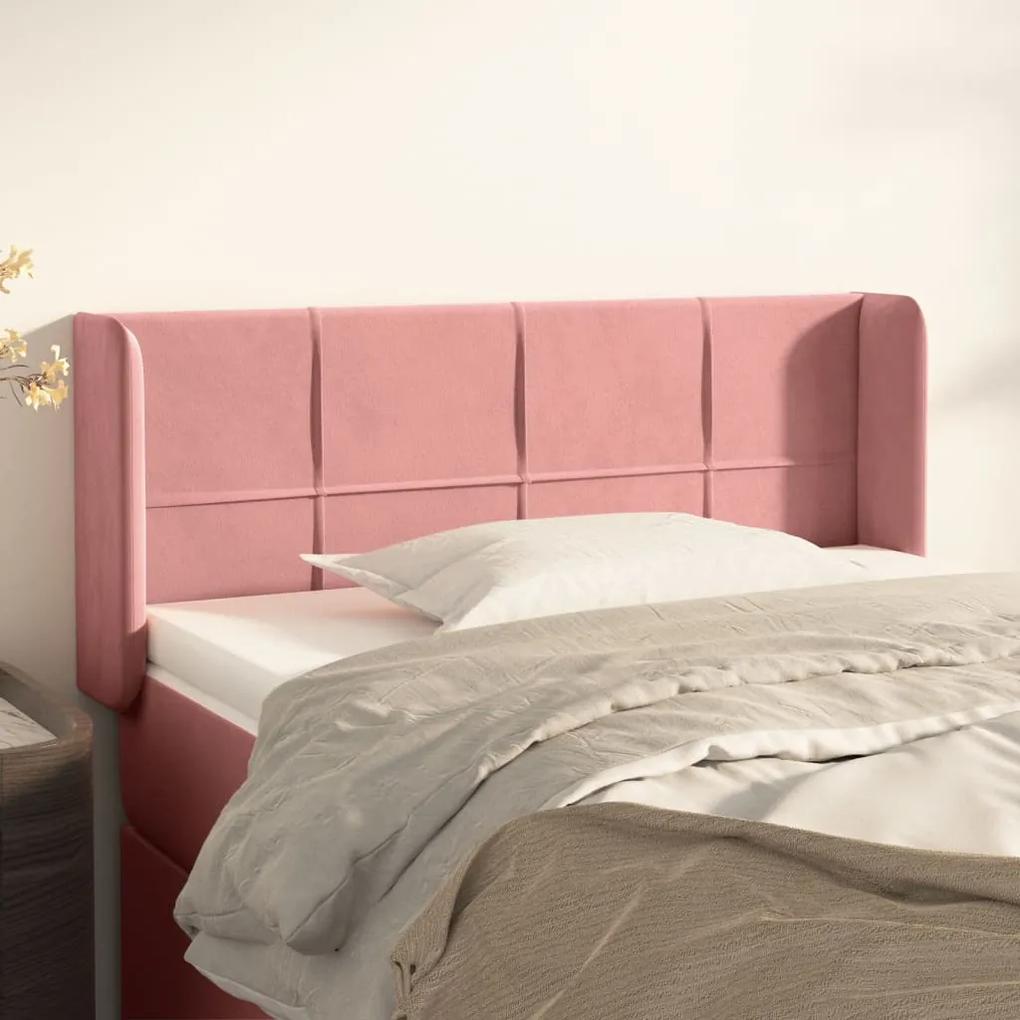 3118809 vidaXL Tăblie de pat cu aripioare roz 93x16x78/88 cm catifea