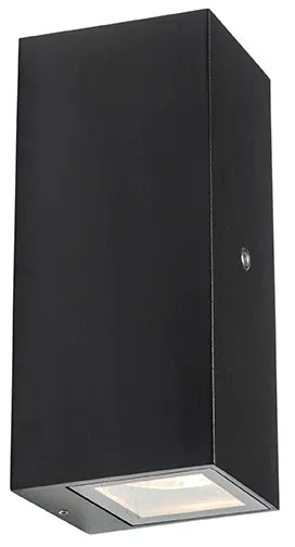 Aplică neagră cu 2 lumini IP44 cu senzor crepuscular - Baleno II